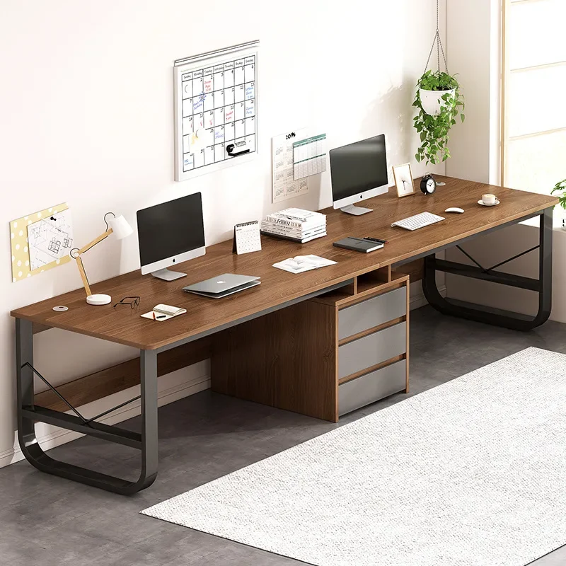 Woodworking School - 현대적인 94.4인치 컴퓨터 책상, 수납장이 있는