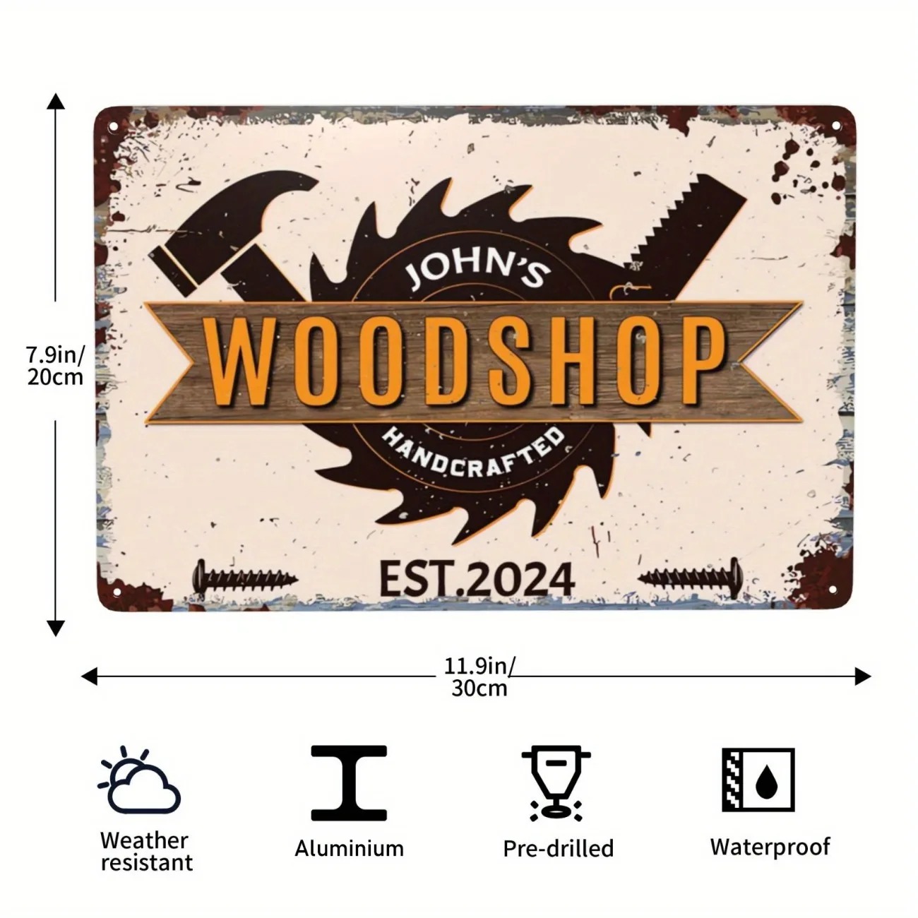 Woodworking Garage - 맞춤형 목공 장인 간판, 알루미늄 벽