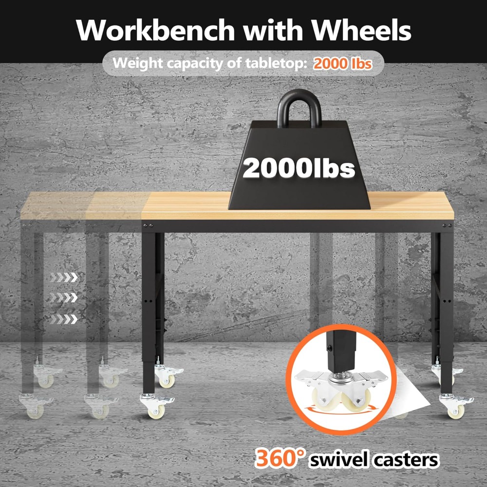 조절 가능한 작업대, 고강도 목재 작업대 2000파운드 - Woodworking Garage 리뷰 및 가격