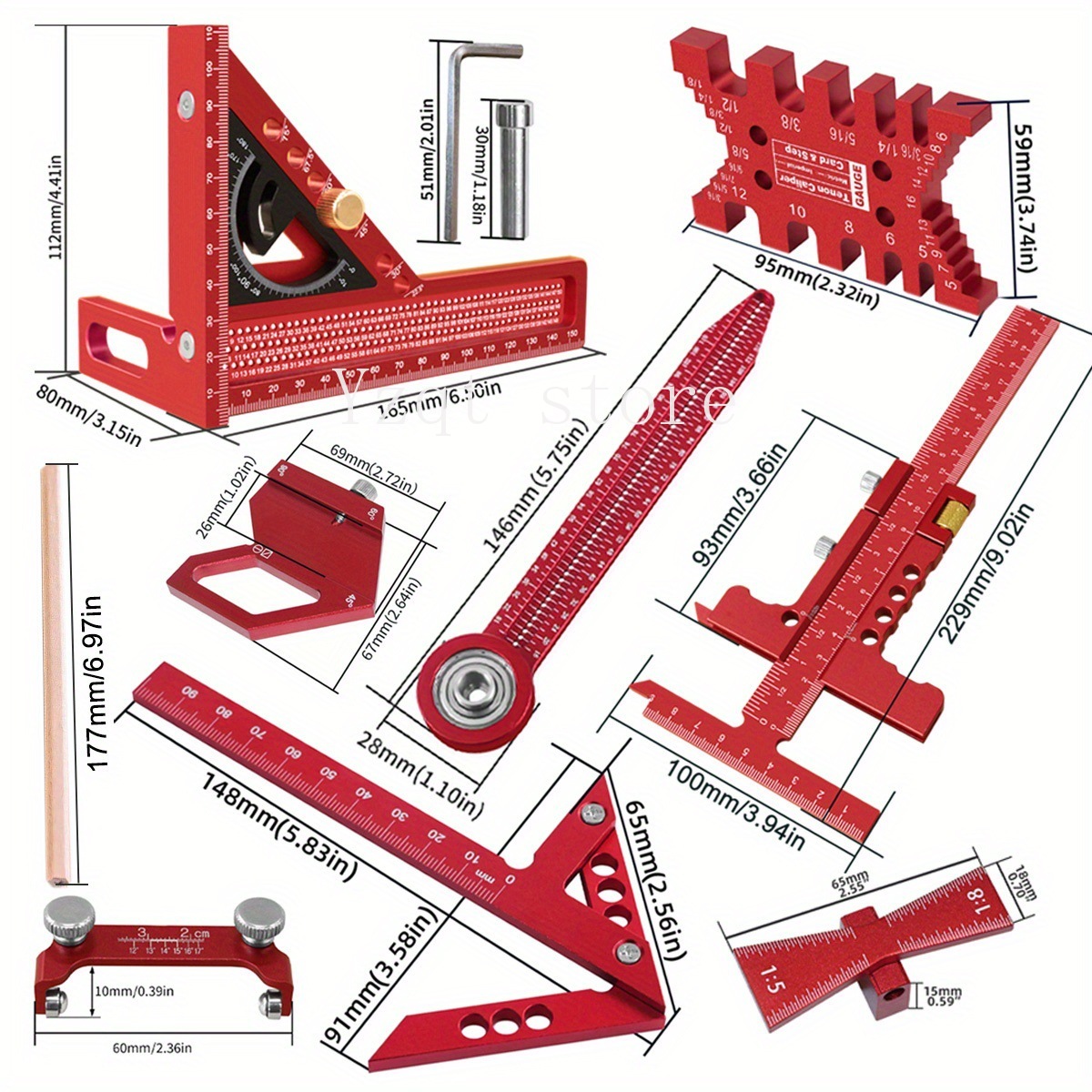 보관 상자가 포함된 목공 측정 도구 키트 10종 세트  - Woodworking Plan 리뷰 및 가격