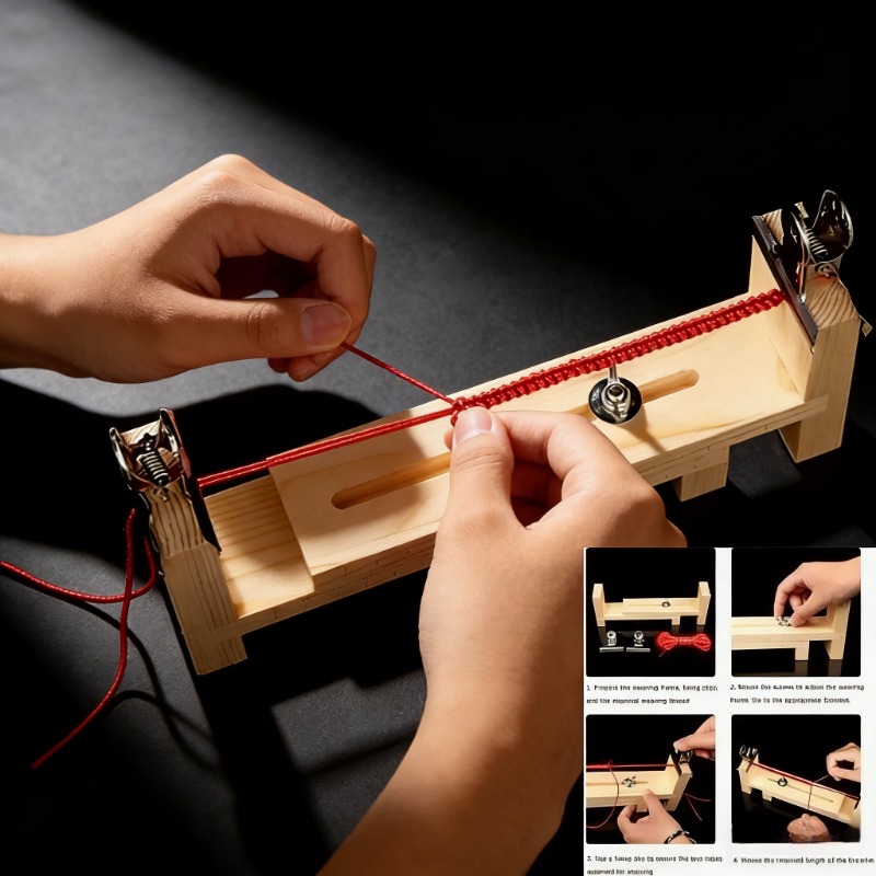 원목 팔찌 엮기 고정 도구 - 빨간색 끈 엮기용 조절  - Woodworking Plan 리뷰 및 가격