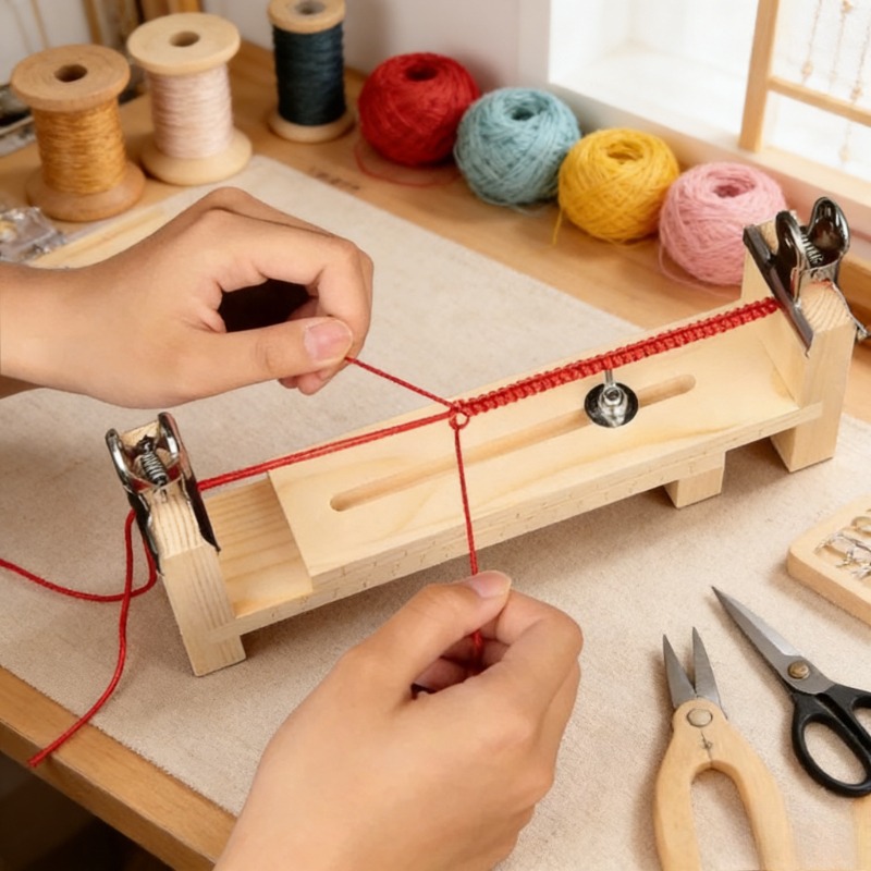 원목 팔찌 엮기 고정 도구 - 빨간색 끈 엮기용 조절  - Woodworking Plan 리뷰 및 가격