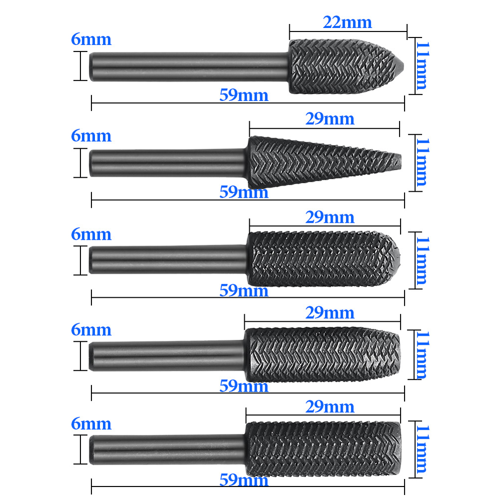 5개의 더블 컷 로터리 래스프 파일 세트 - 6mm 샹 - Woodworking Files And Rasps 리뷰 및 가격
