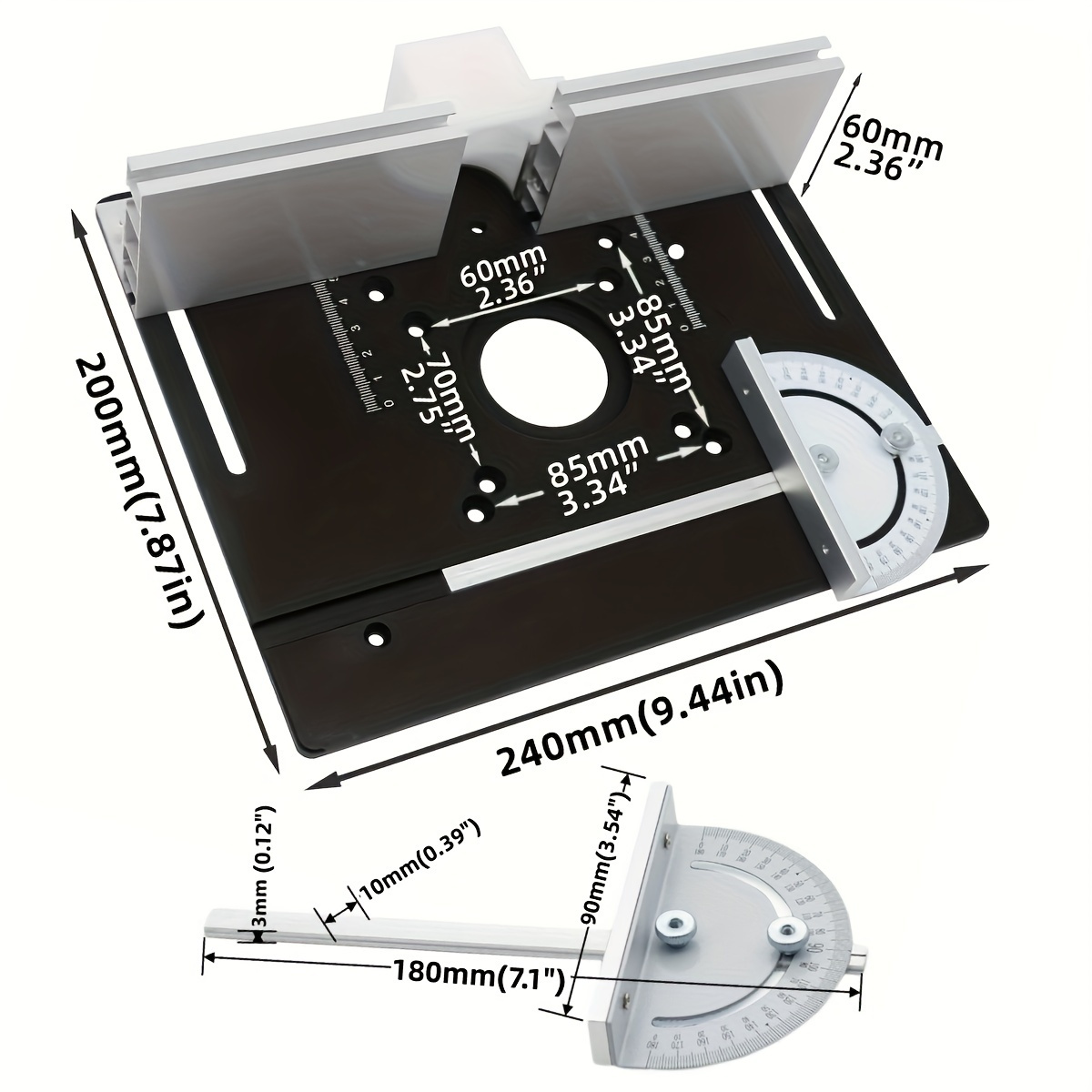 알루미늄 라우터 데스크탑 삽입 보드, 각진 가이드 레일 - Woodworking Routers 리뷰 및 가격