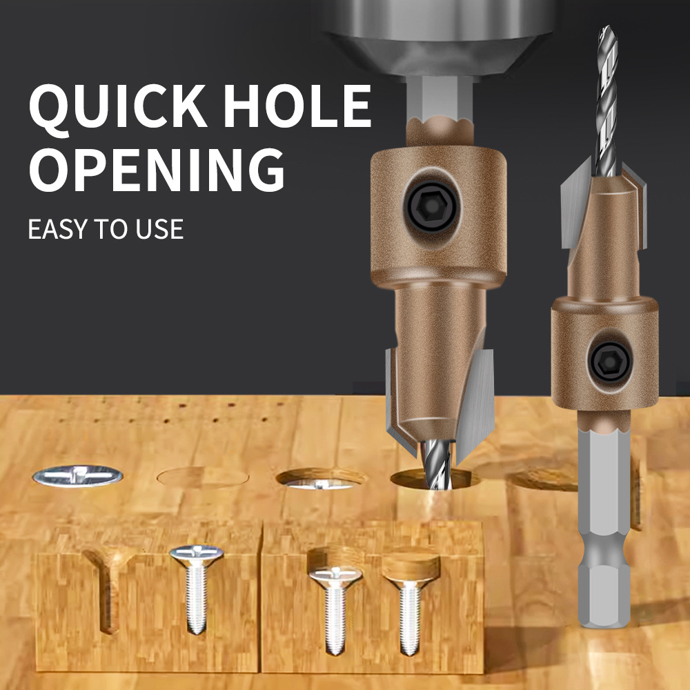 육각 샹크 목재 카운터싱크 드릴 비트 조절식 나사 카운 - Woodworking Drill Bits 리뷰 및 가격